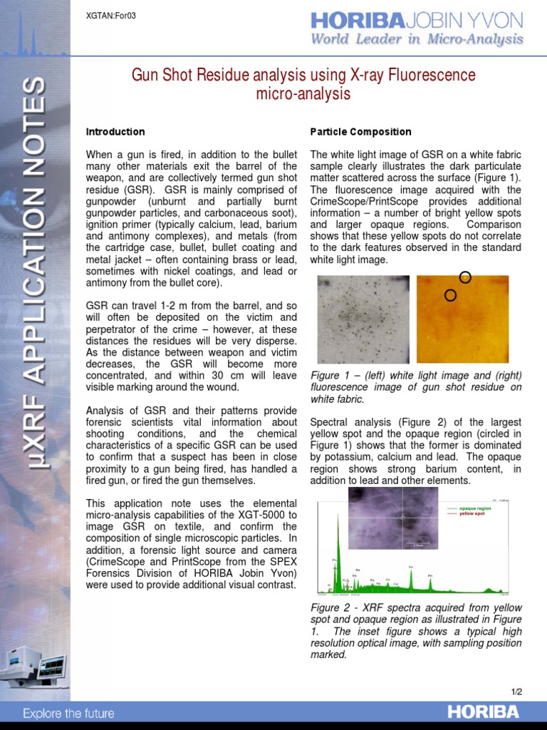 Gun Shot Residue Analysis Using XRay Fluorescence MicroAnalysis PDF