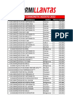 Precios Auto y Camioneta General Agosto