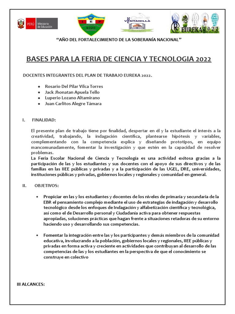Bases Feria Ciencia y Tecnología 2022 | PDF | Educación primaria ...