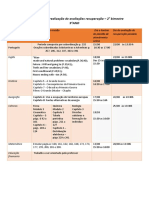 CalendÃ¡rio Avaliaã Ã Es Recuperaã Ã o - 9â°a