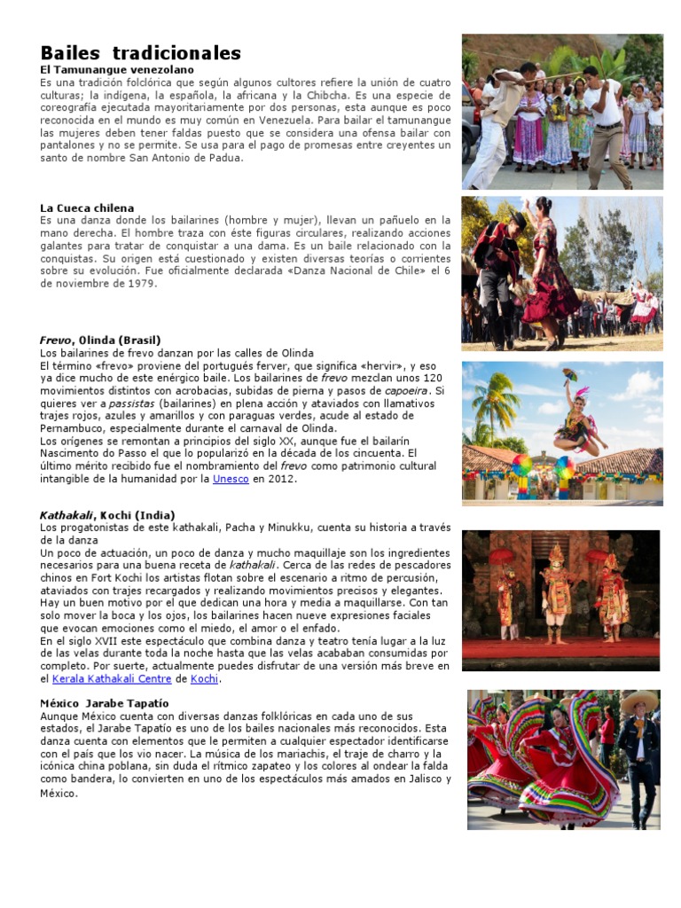 Bailes Tradicionales de América y Asia | PDF | Bailes | Jarabe Tapatío