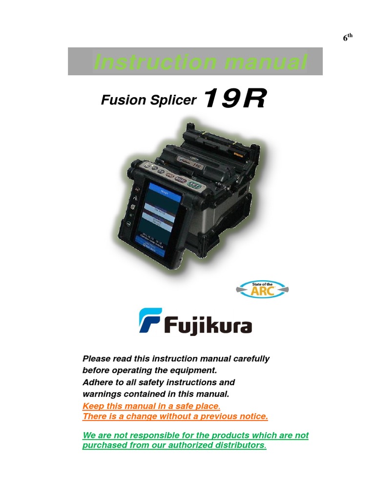 Instruction Manual Fusion Splicer PDF Direct Current Ac Power