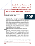 Voces Del Territorio: Conflictos Por El Agua y El Capital Extractivista en El Caso Del Megaproyecto Hidroeléctrico "Hidroituango", Antioquia, Colombia.