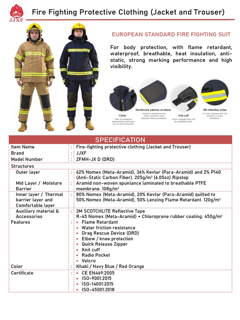 Fire Fighting Protective Clothing (Jacket and Trouser) Specification