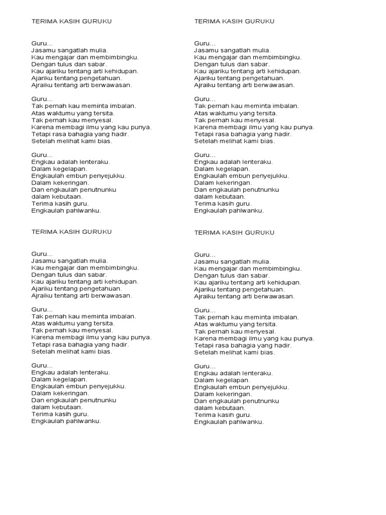 Terima Kasih Guruku | PDF