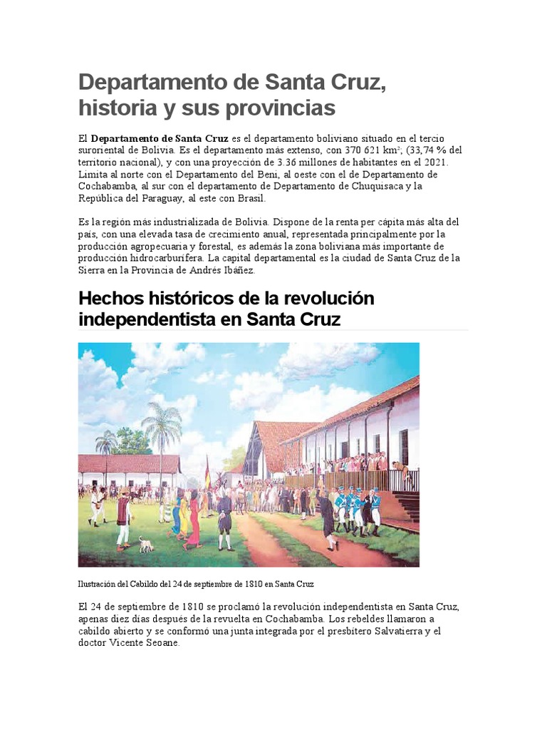 Historia y Provincias de Santa Cruz | PDF | Bolivia | America latina
