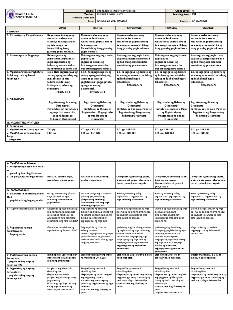 DLL - Epp 4 - Q1 - W3 | PDF