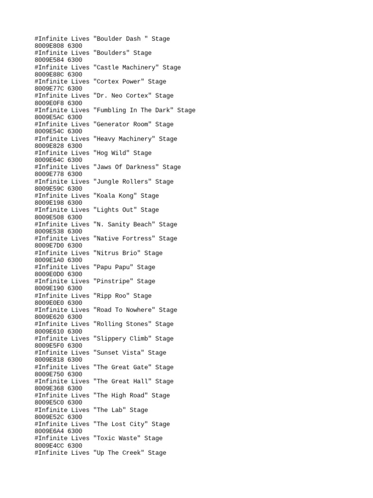 Crash bandicoot cheat codes for infinite lives and level select pdf