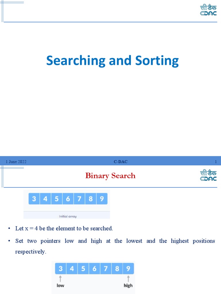 8.search and Sorting | PDF | Algorithms And Data Structures | Computer Data