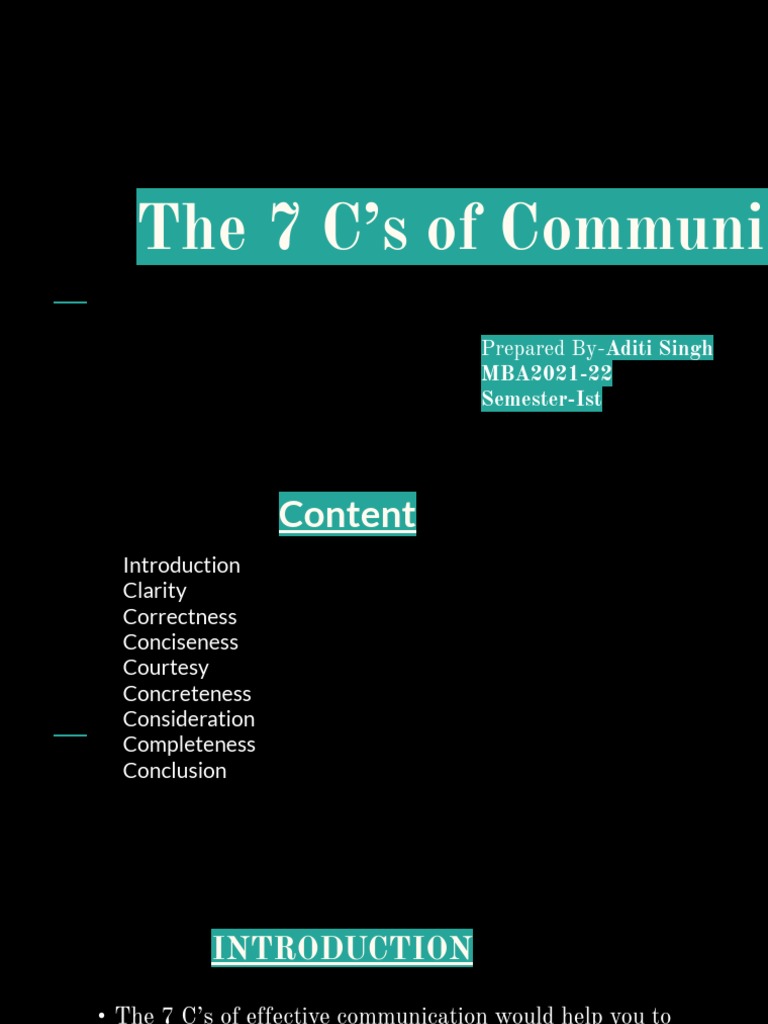 7C's of Effective Communication | PDF | Communication | Cognition