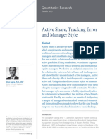 Active Share, Tracking Error and Manager Style: Quantitative Research