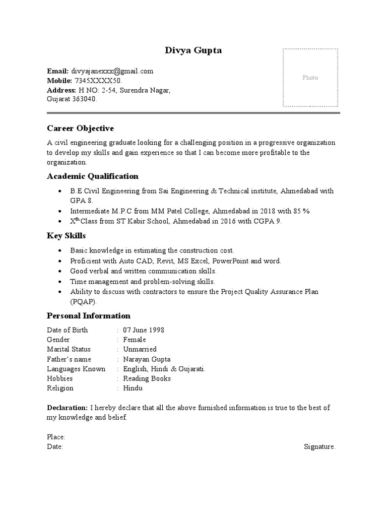 Civil-Engineer-Fresher-Resume-Format-3 | PDF
