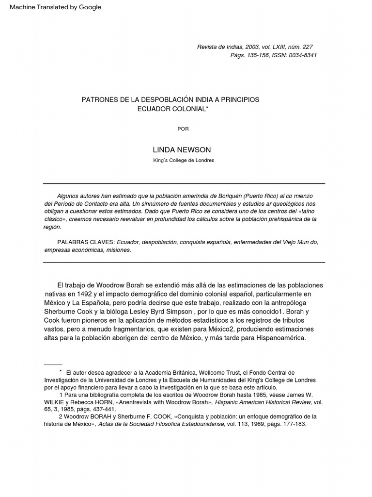 Linda Newson Traduccion PDF Ecuador Malaria