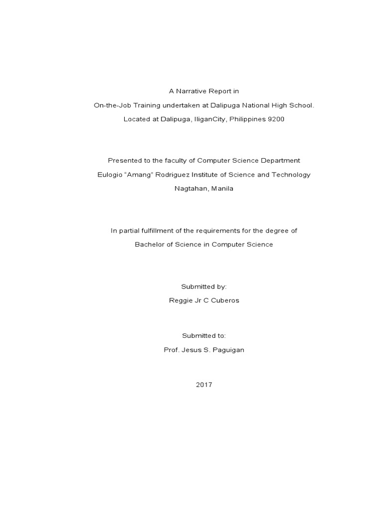 OJT Narrative Report | PDF | Cognitive Science | Cognition