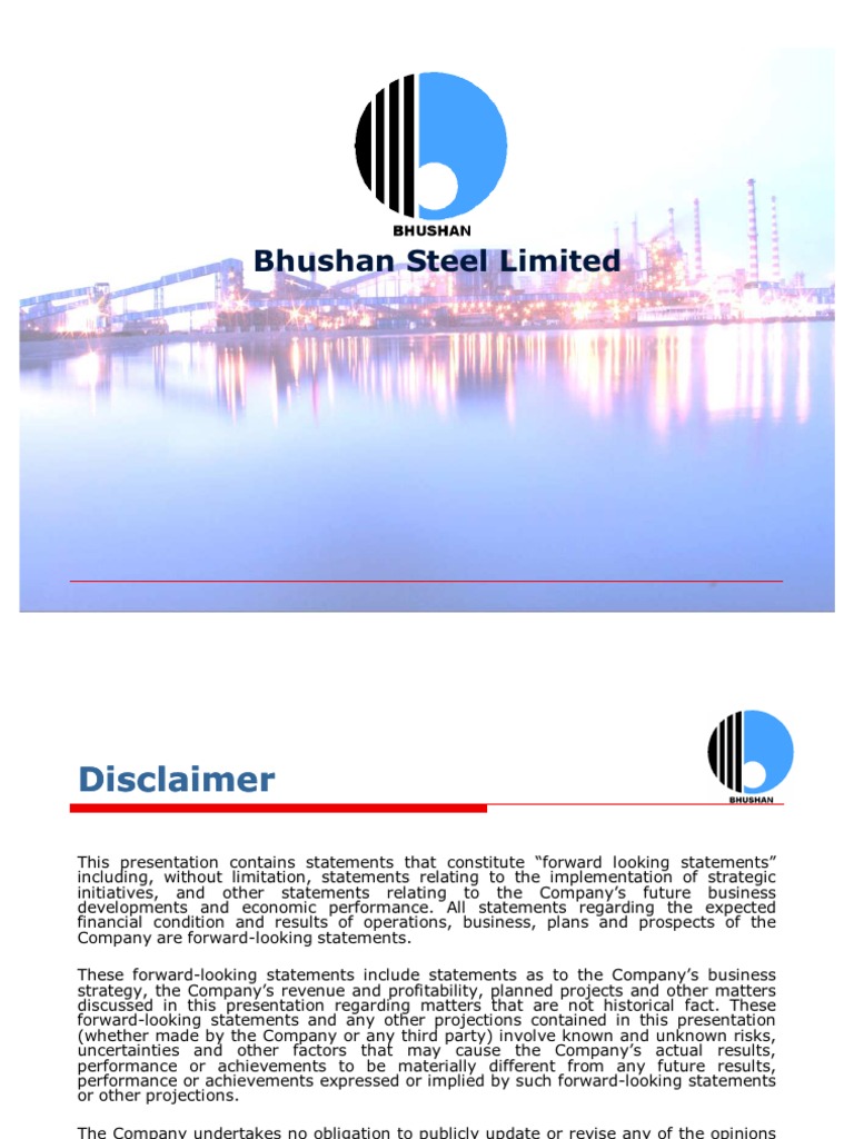 Bhushan Steel Ltd Presentation Exports Iron Ore