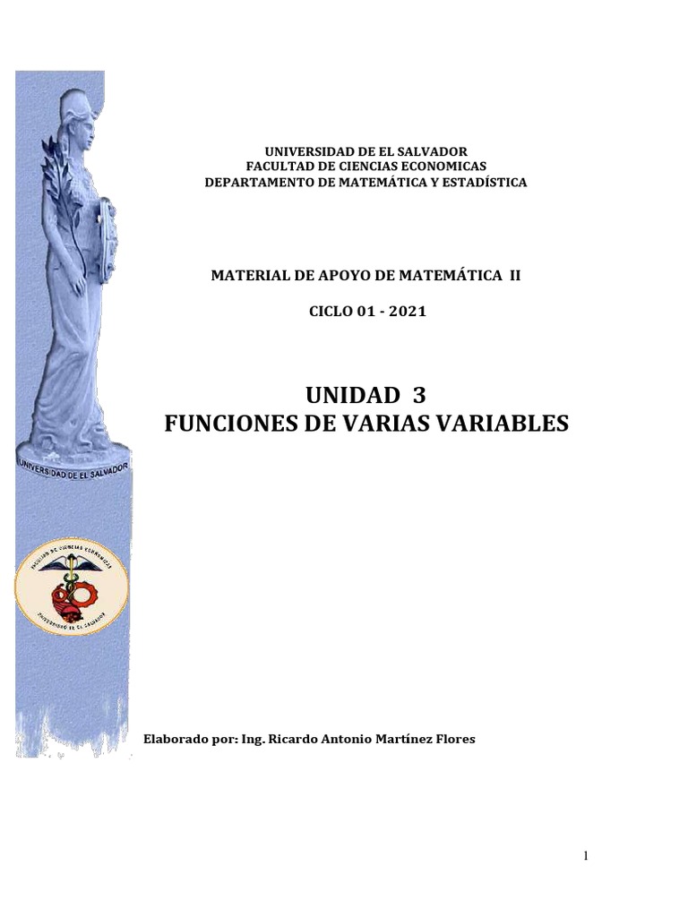UNIDAD III - Funciones de Varias Variables | PDF | Función (Matemáticas ...
