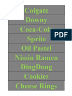 Colgate Downy Sprite Coca-Cola Nissin Ramen Dingdong Oil Pastel Cookies