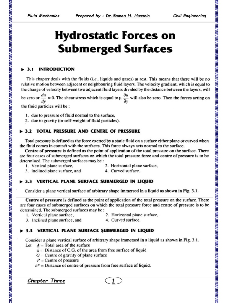 Fluid Mechanics: Chapter Three Overview | PDF | Engineering | Civil ...