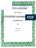 Certificate of Achievement: LETM18 BATANGAS-Ariane Malabanan Lacbanes