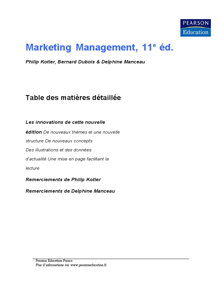 Marketing Management : 11e Édition Kotler | PDF | Commercialisation ...
