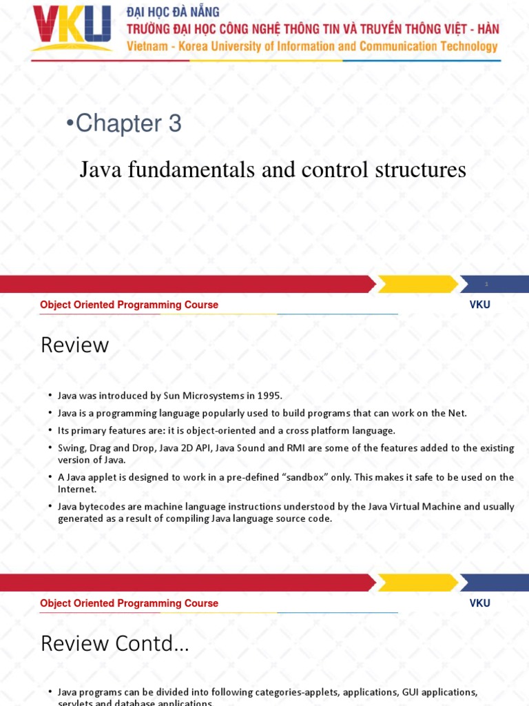 Chapter 3. Java Fundamentals and Control Structures | PDF | Java ...