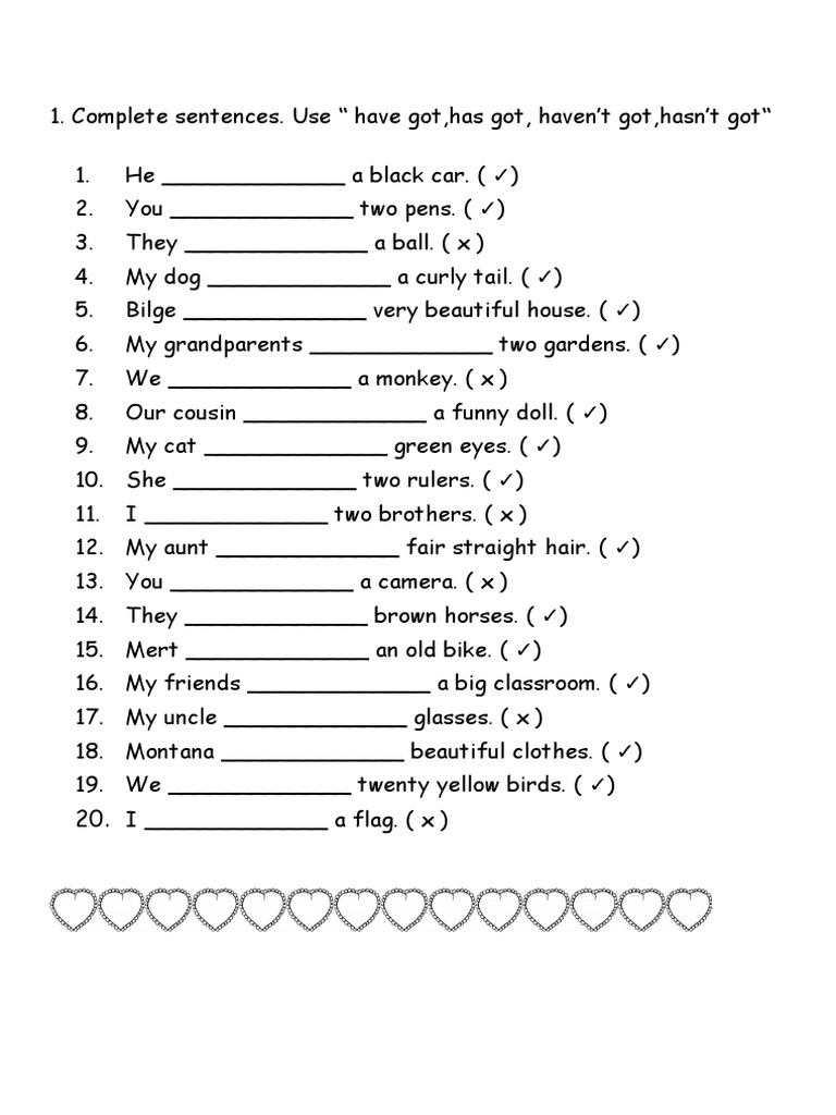 Complete Sentences with 