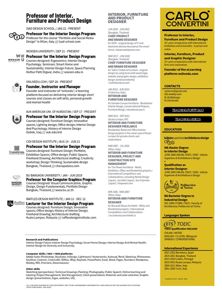 Professor For The Interior Design Program | PDF | Interior Design ...