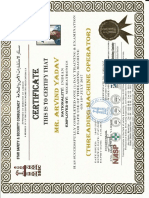 Arvind Yadav Threading Machine Certificate