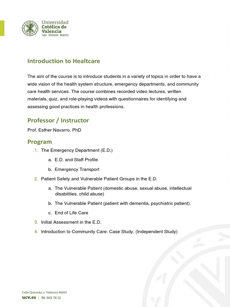 Study Guide - Introduction To Healthcare | PDF | Patient | Health Care