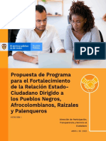 Propuesta de Programa para El Fortalecimiento de La Relación Estado-Ciudadano Dirigido A Los Pueblos Negros, Afrocolombianos, Raizales y Palenqueros