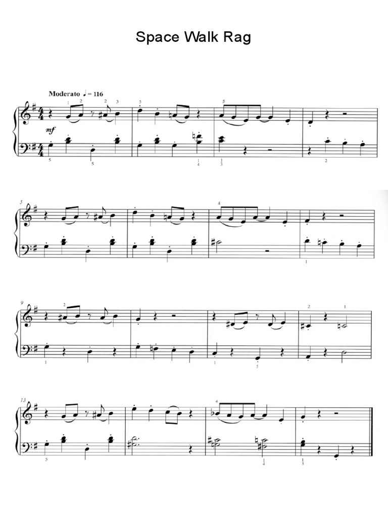Space Walk Rag - Grade 1 - Piano | PDF