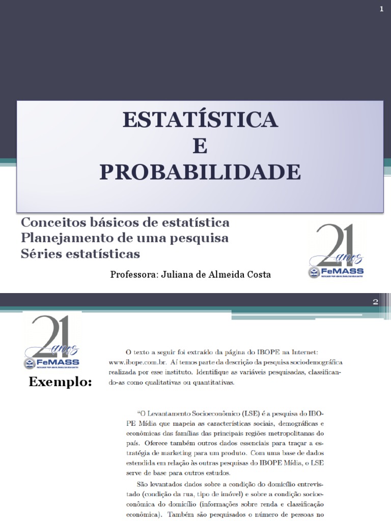 Estatística e Probabilidade | PDF | Amostragem (Estatística ...