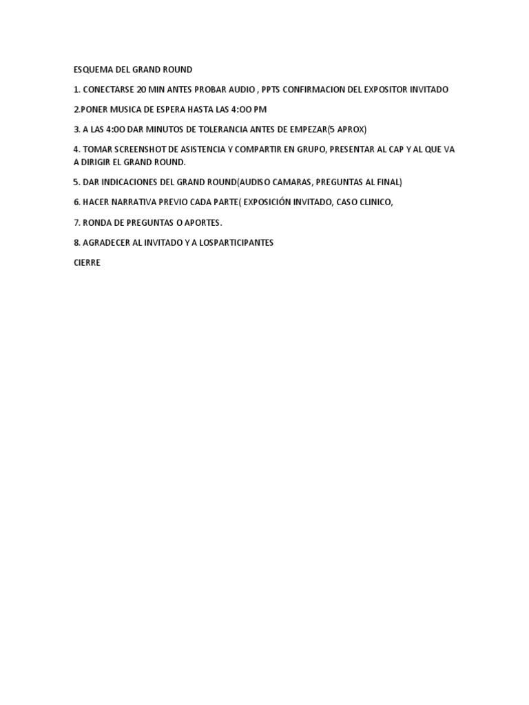 Esquema Del Grand Round | PDF | Hogar, jardinería y bricolaje