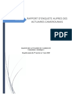 Rapport D'enquete Aupres Des Actuaires Camerounais À Travers Le Monde