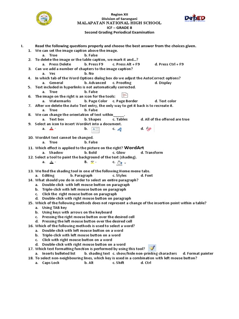 MS Word Practical Exam for Grade 8 | PDF | Icon (Computing) | Software