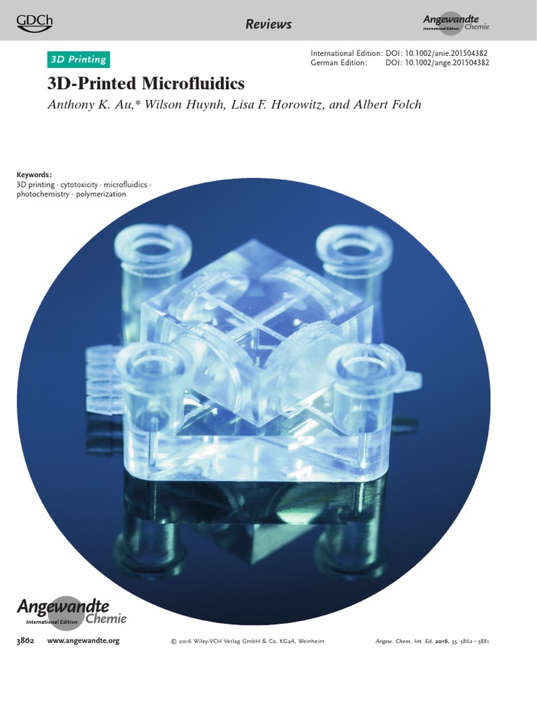 Au, A.K. (2016) - 3D-Printed Microfluidics | PDF | 3 D Printing ...