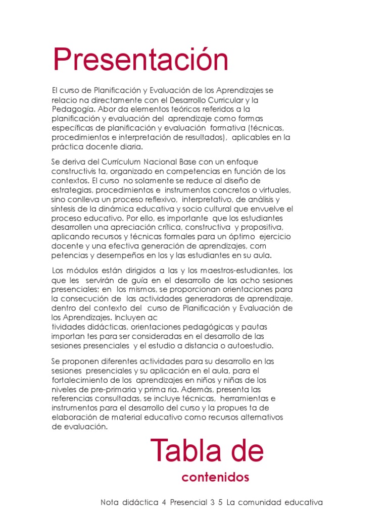 Curso de Planificación y Evaluación Educativa | PDF | Plan de estudios ...