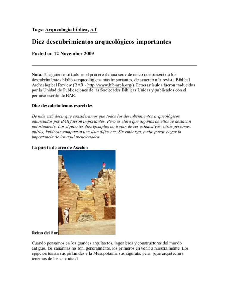 10 Hallazgos Arqueológicos Biblicos Pdf David Jerusalén