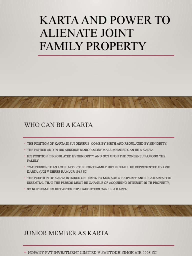 Karta's Power to Alienate Family Property | PDF | Property | Burden Of ...