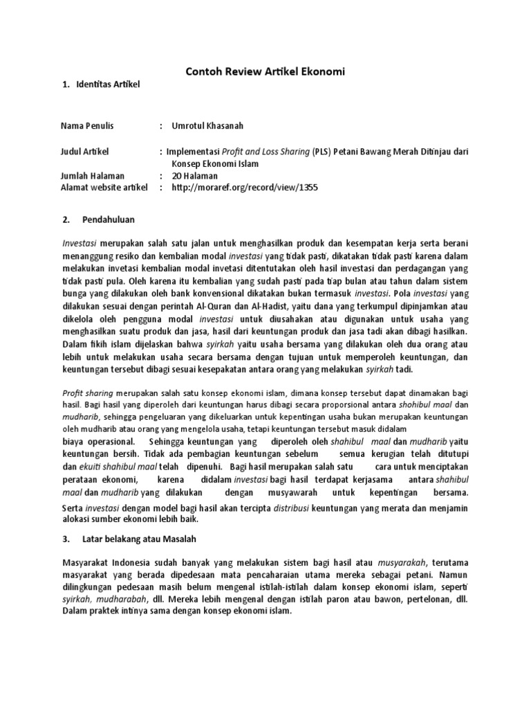 Contoh Review Artikel Ekonomi Pdf