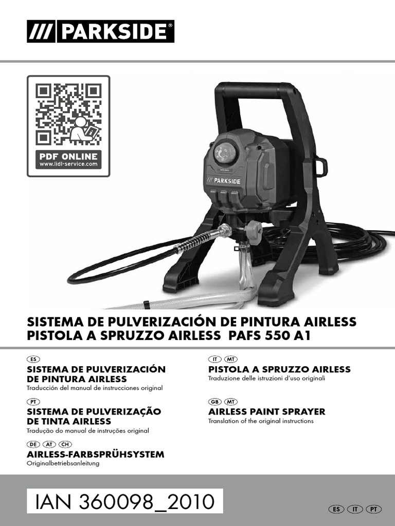 Sistema de Pulverización de Pintura Airless Pistola A Spruzzo Airless Pafs  550 A1, PDF, Decibel
