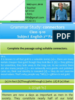 Grammar Study: Connectors: Class - 9-10 Subject:English 2 Paper