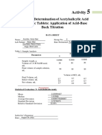Acid-Base Back Titration Analysis of Paracetamol Tablets