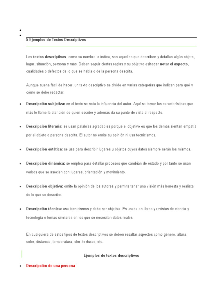 Ejemplos de Textos Descriptivos | PDF | Vehículos | Vehículo de motor