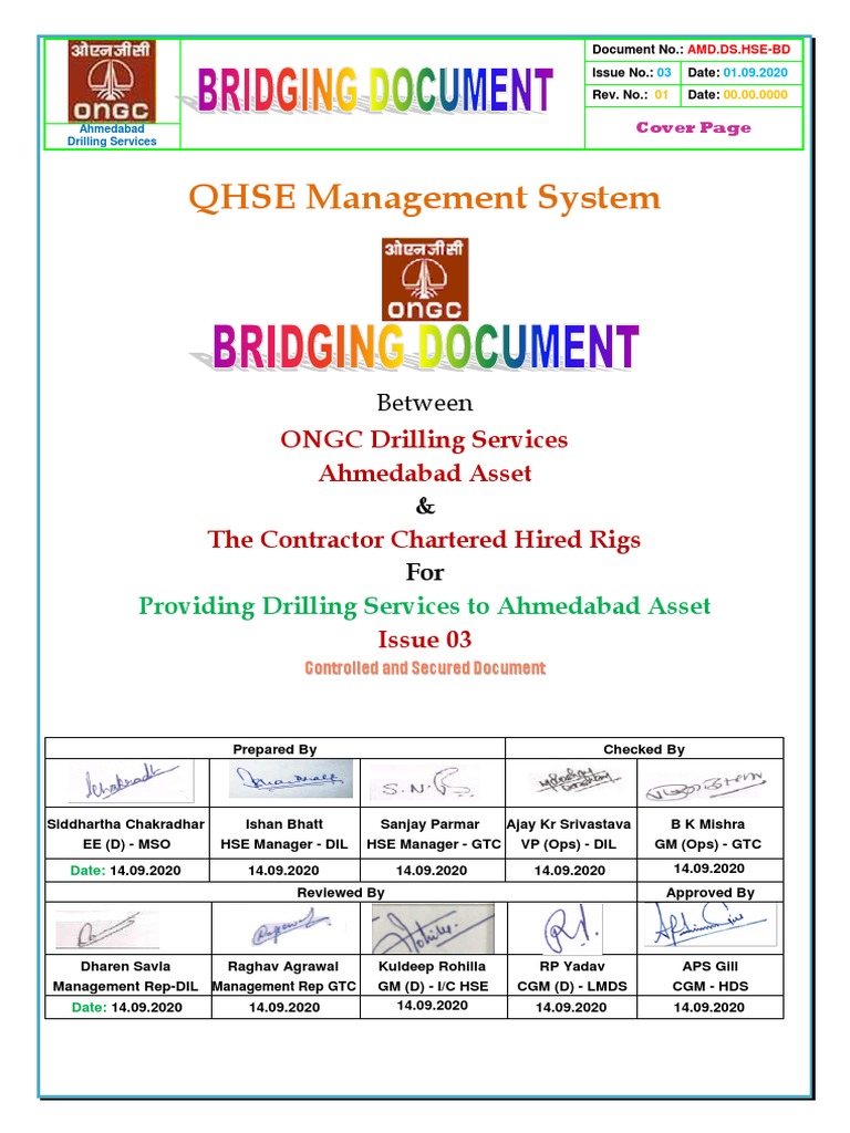 QHSE Management System: ONGC Drilling Services Ahmedabad Asset The ...
