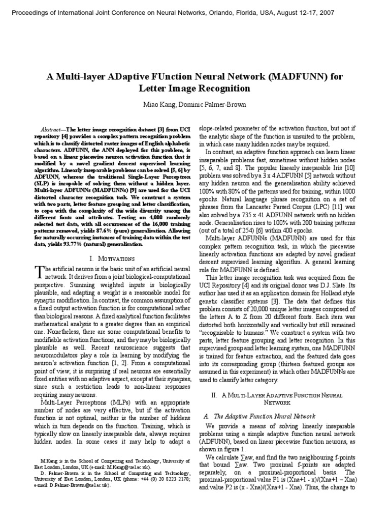 A Multi-Layer Adaptive Function Neural Network (Madfunn) For Letter ...