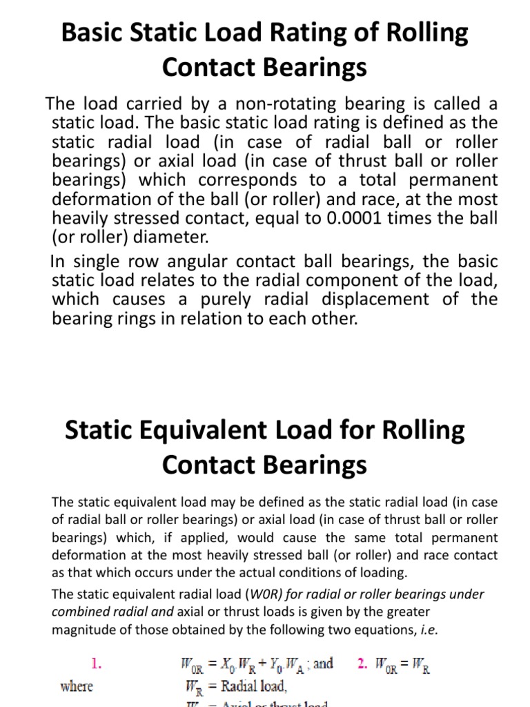 Understanding the Static and Dynamic Load Ratings of Rolling Contact Bearings PDF Bearing