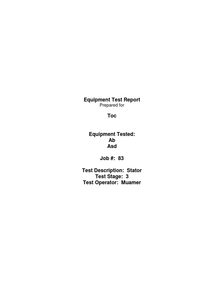Equipment Test Report: Prepared For | PDF | Alternating Current ...