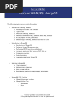 Lecture Notes Hands-On With Nosql - Mongodb: - O O O O O O - O O O O O O O