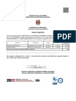 Hace Constar: Republica de Colombia Ministerio de Defensa Nacional